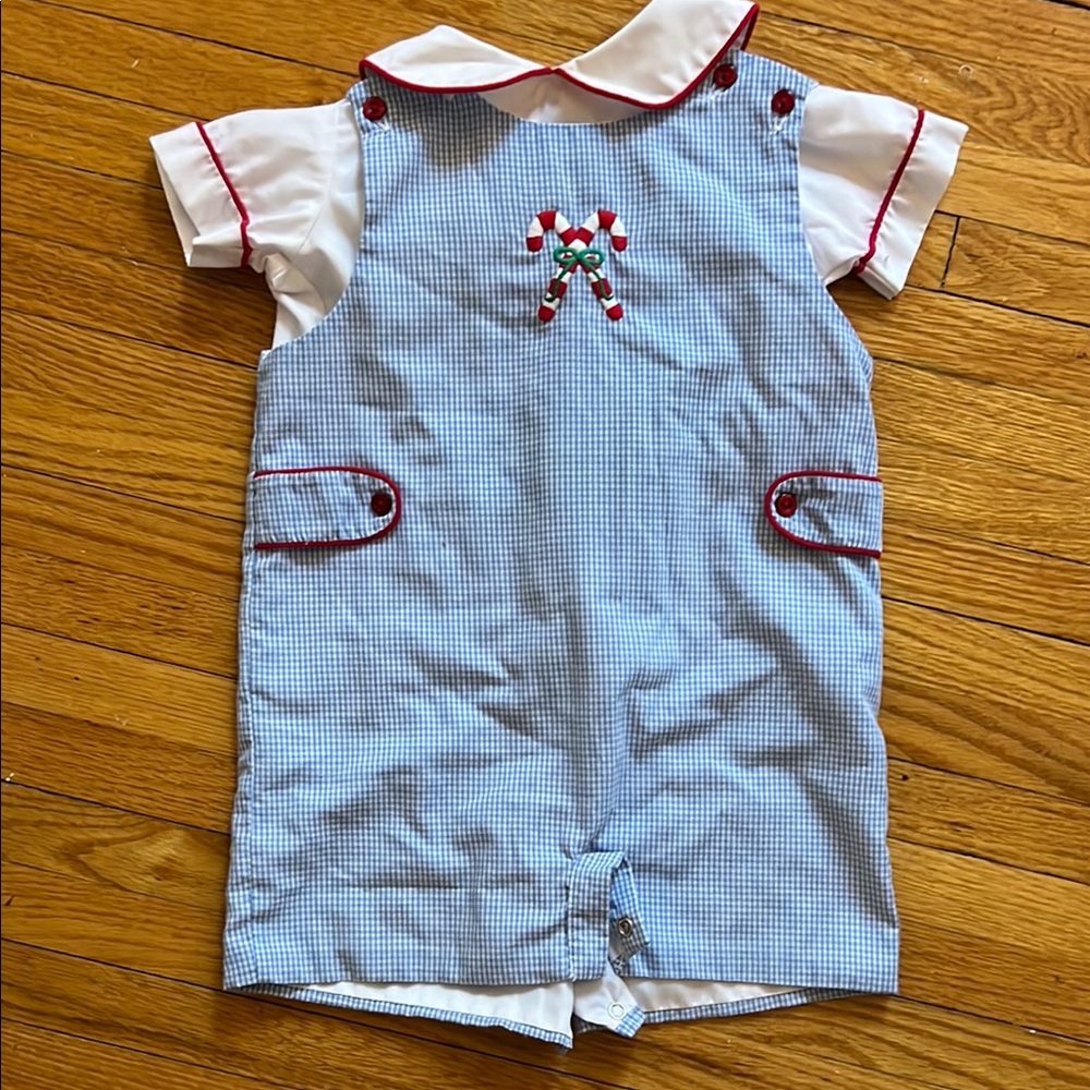 Little English Jon Jon with Candy Cane Embroidered Design